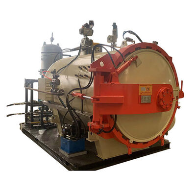 Autoclave hidráulica horizontal com porta aberta de aquecimento para a cura e moldagem de compostos de acessórios de navios