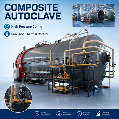 Motor de autoclave horizontal certificado pela ISO CE 10Kw-700Kw Potência para material de isolamento de construção Curagem Alta vedação