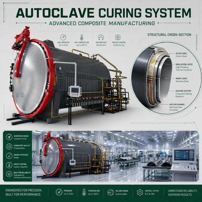 Autoclave de curagem de borracha de aquecimento uniforme de 1,5x4,5m certificado pela SGS para vedações de juntas de silicone Processamento industrial
