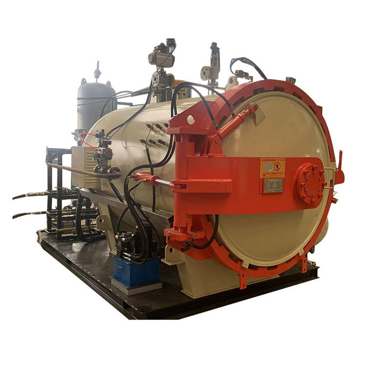 Autoclave hidráulica horizontal com porta aberta de aquecimento para a cura e moldagem de compostos de acessórios de navios