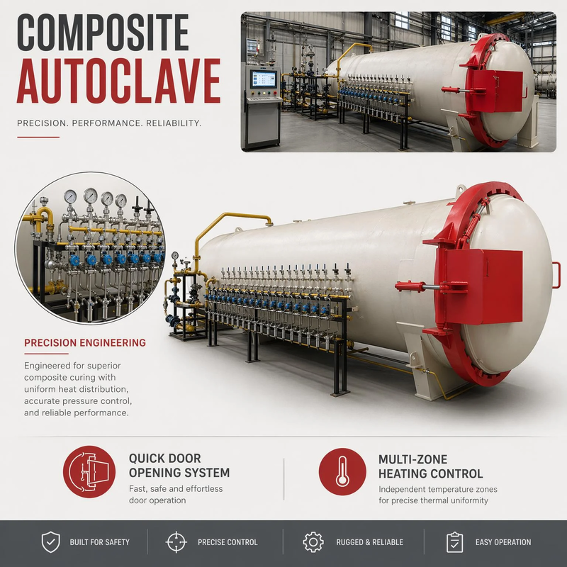 Autoclave de prensagem a quente com certificação CE, usada na produção de fibra de vidro FRP, até mesmo circulação de calor, cura industrial anticorrosiva
